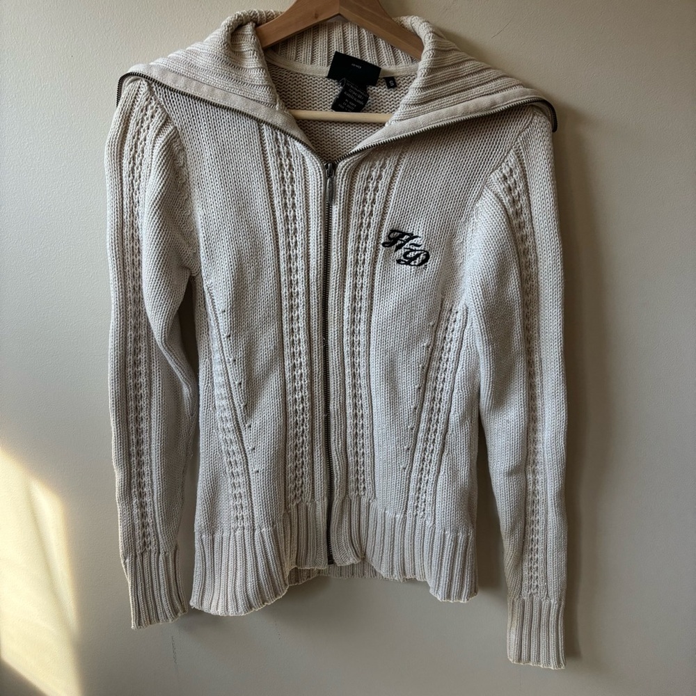 Harley Davidson Cream Knit Glitter Sweater